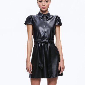 Alice + Olivia CAROLYN VEGAN LEATHER SHIRT DRESS size 4
